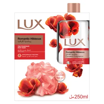 Lux Moisturising Body Wash With Loofah Romantic Hibiscus 250Ml
