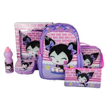 Royal Falcon Little Cuite 5 In 1 Value Set Backpack Bag With Accessory Purple Black 1Pieces