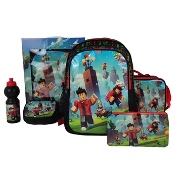 Royal Falcon Action Hero Blox 5 In 1 Value Set Backpack Bag With Accessory Black Multi Colour 1Pieces
