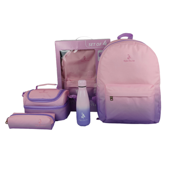 Royal Falcon Solid Backpack 4 In 1 Value Set Backpack With Accessory Pink Purple 1Pieces