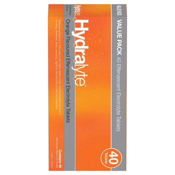 Hydralyte Orange Effervescent Electrolyte Tablets 40Pieces