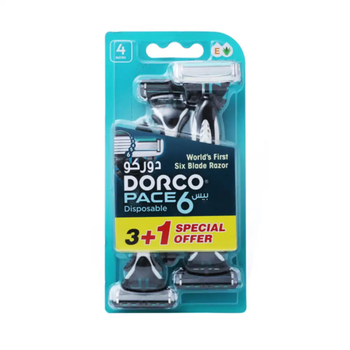 Dorco Pace Six-Blade Disposable Razor 4Pieces
