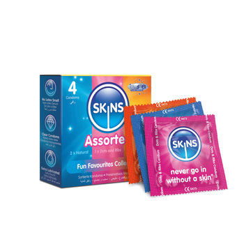 Skins Assorted Condoms 4-Pack Extra Lubricated 4Packets