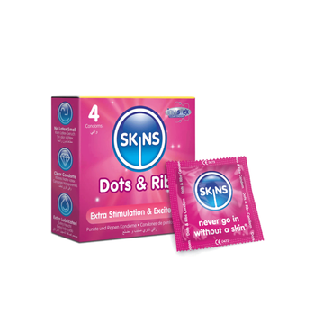 Skins Dots & Ribs Clear Condoms 4Pieces