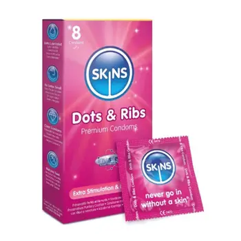 Skins Condoms Dots & Ribs 8Pieces