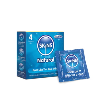 Skins Natural Clear Condoms Extra Lubricated 4Pieces