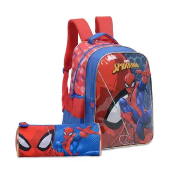 Spiderman Backpack 2 Main Compartments & 2 Side Pockets 16Inch With Pencil Case 2Pieces