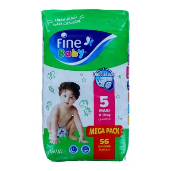 Fine Baby Diapers Size 5 Maxi 11-18kg 56Pieces