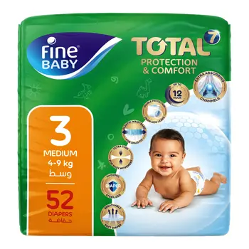 Fine Baby Diapers Size 3 Medium 52Pieces
