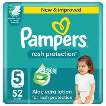Pampers Rash Protection Taped Diapers Size 5 11 16kg Mega Pack 52Pieces