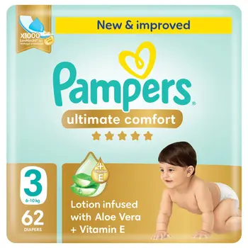 Pampers Ultimate Comfort Taped Diapers Size 3 6 10kg Mega Pack 62Pieces