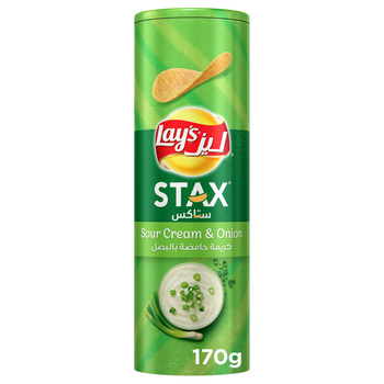 Lays Stax Cream & Onion Potato Crisps 170g