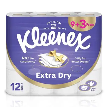 Kleenex Extra Dry 3-Ply Toilet Tissue 12 Rolls