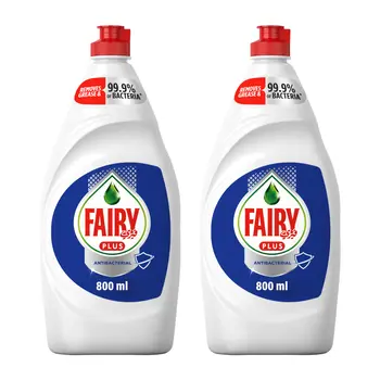 Fairy Plus Antibacterial Dishwashing Liquid 2x800ml