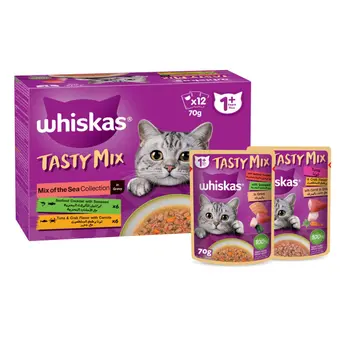 Whiskas Tasty Mix Mix Of The Sea Collection In Jelly Wet Food 12×70g