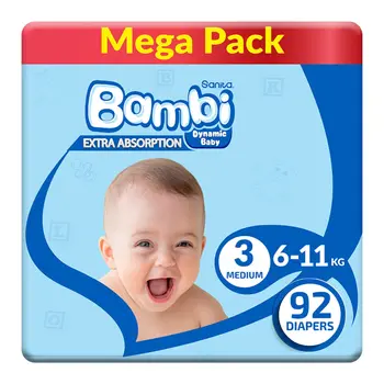 Sanita Bambi Baby Diaper Medium 92 Pieces