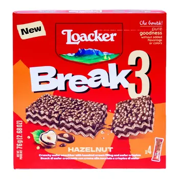 Loacker Break3 Hazelnut Wafer 76g