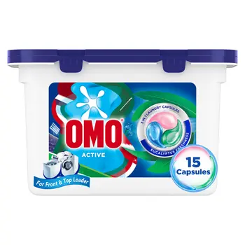 Omo Active 3In1 Laundry Capsules Eucalyptus Freshness 15Capsules