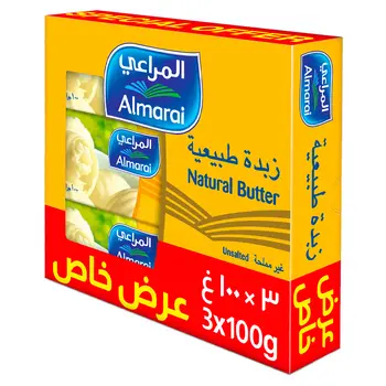 المراعي زبدة طبيعية غير مملحة 3×100جرام