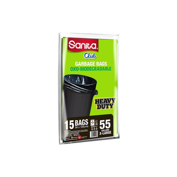 Sanita Club Oxo-Biodegradable Heavy-Duty Garbage Bags 15Pieces