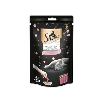 Sheba Cat Food Melty Tuna & Salmon Flavor Creamy Treats 4×12g