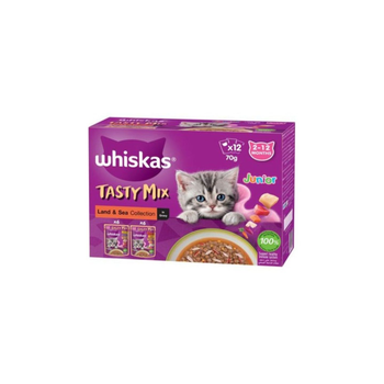 Whiskas Tasty Mix Land & Sea Collection In Gravy Wet Cat Food 12×70g