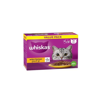 Whiskas 1+ Years Wet Cat Food Chicken In Gravy Value Pack 12x80g