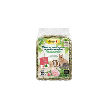 Gimbi Natural Hay For Rodents And Small Pets With Rose And Mint 500g