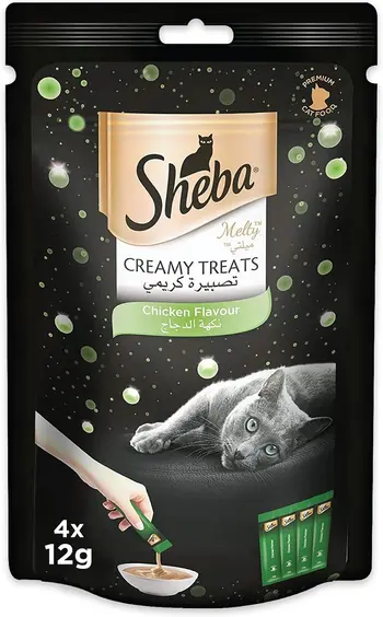 Sheba Cat Food Melty Mixed Creamy Treats Chicken & Chicken & White Fish 48×12g