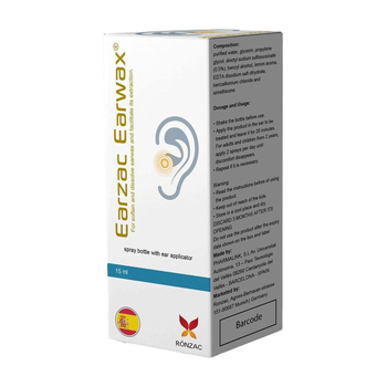 Earzac Ear Wax Removal Spray Cleans External Ear Canal 15Ml