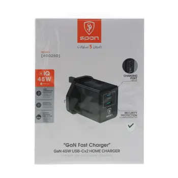 Spon Fast Charger  2 Usb-C 45W - Black 1Piece