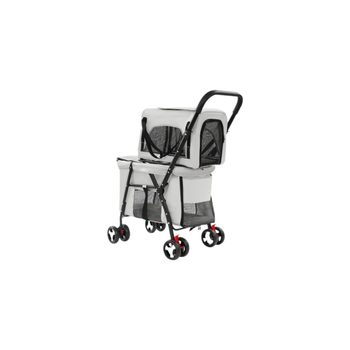 Pet Basket Foldable Double Pet Stroller With Detachable Carrier Available In Multiple Colors 1Piece