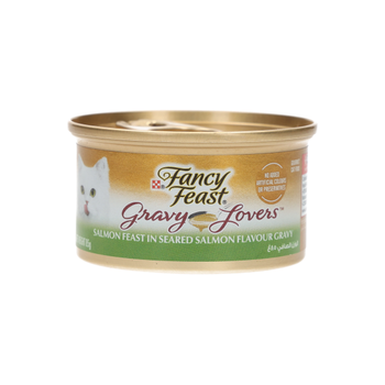 بورينا فانسي فيست غرافي لافرز طعام قطط فاخر من مرق بنكهة السلمون المقلي 85جرام