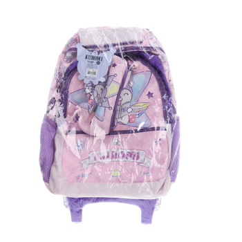 Kuromi Trolley 2 Main Compartments & 2 Side Pockets & 3 Front Pockets 16Inch With Pencil Case 2Pieces