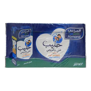 Almarai Long Life Full Fat Milk, Rich And Creamy, 12×1L