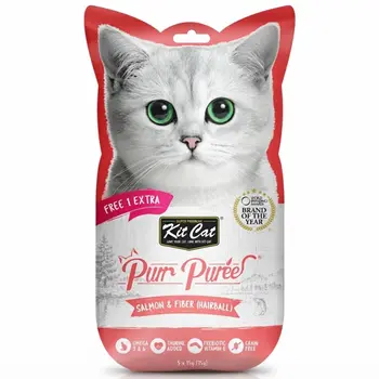 Kit Cat Puree Salmon & Fiber (Hairball) 5×15g