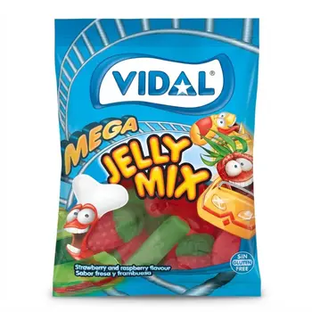 Vidal Mega Strawberry Raspberry Jelly Mix 90g