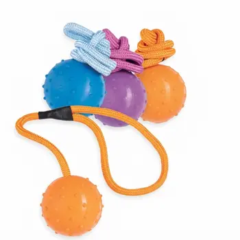 Gim Dog Hard Rubber Ball With Rope And Bell 1Piece