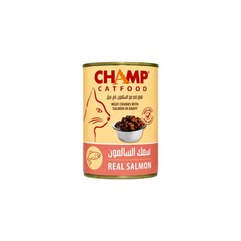 Champ Wet Cat Food Salmon Meat Chunks In Gravy 415g