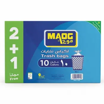 موج أكياس نفايات قابلة للتحلل 30×10 جالون (2+1 لفة مجاناً)