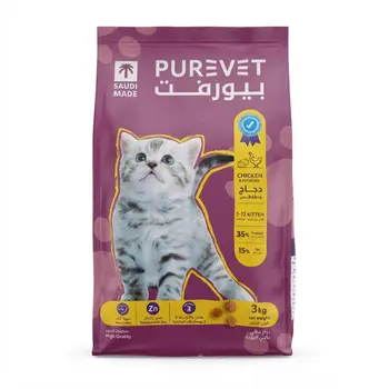 Purevet Dry Food For Kitten Cats Rich In Chicken Protein & Potatoes 3Kg