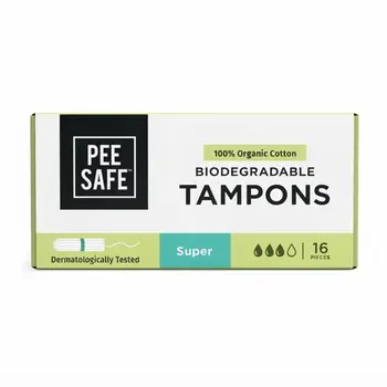 PeeSafe Organic Cotton Super Size Tampons 16 Pieces