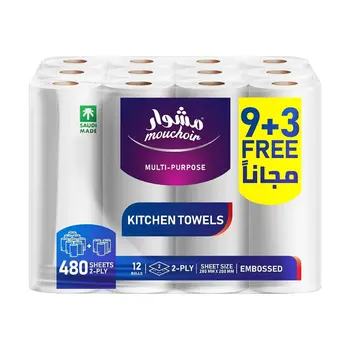 موشوار مناشف مطبخ متعددة الاستخدامات 480ورقة 12رول