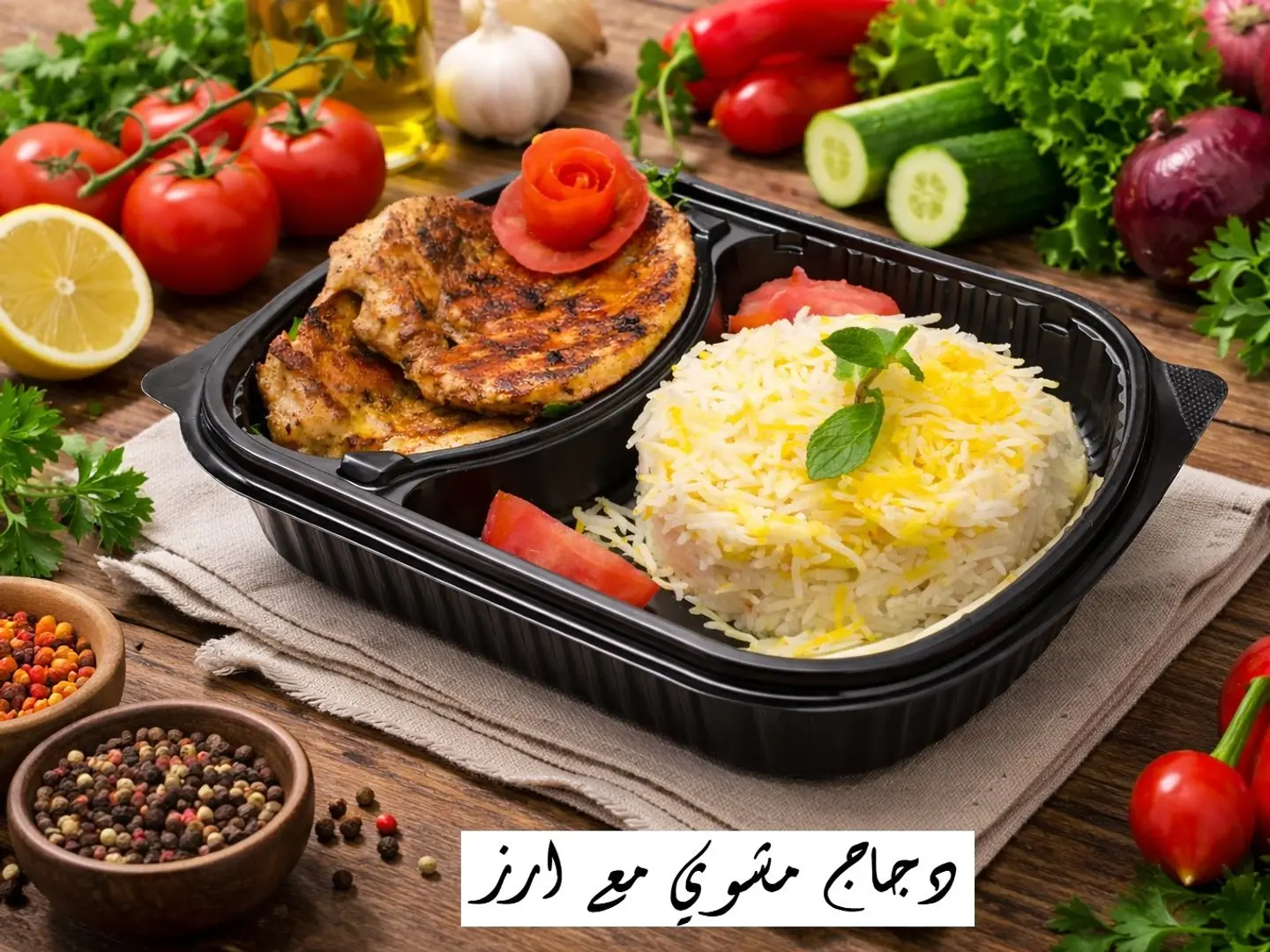 دجاج مشوي مع ارز