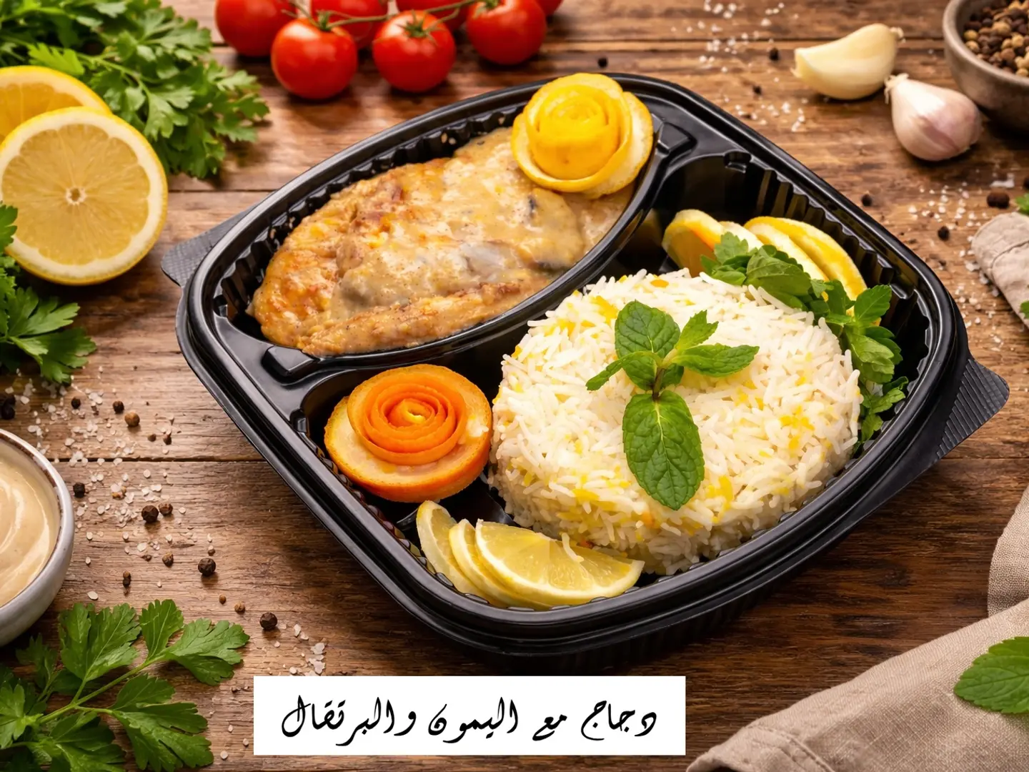 دجاج مع الليمون والبرتقال