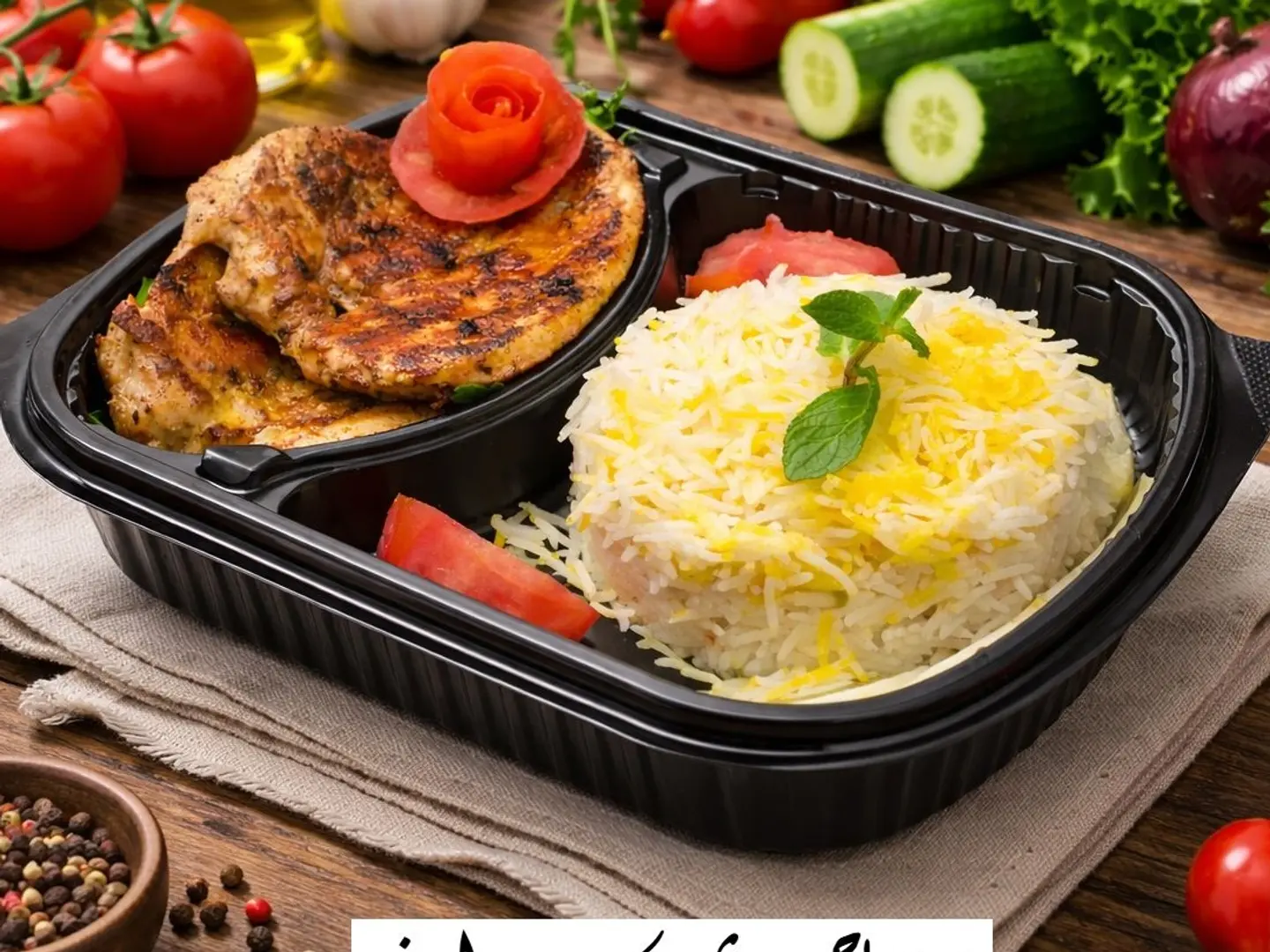 دجاج مشوي مع أرز