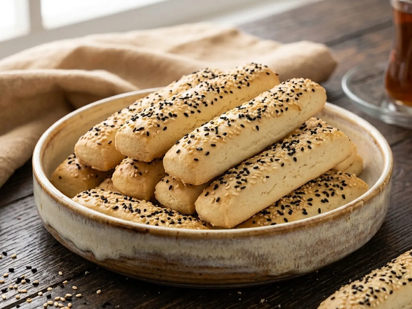 White Finger Rusks With Nigella Seeds