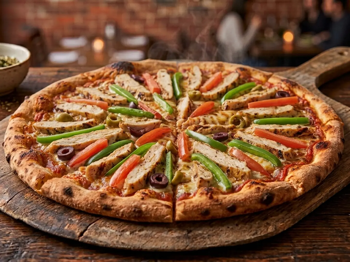 Vegetable And Chicken Pizza
