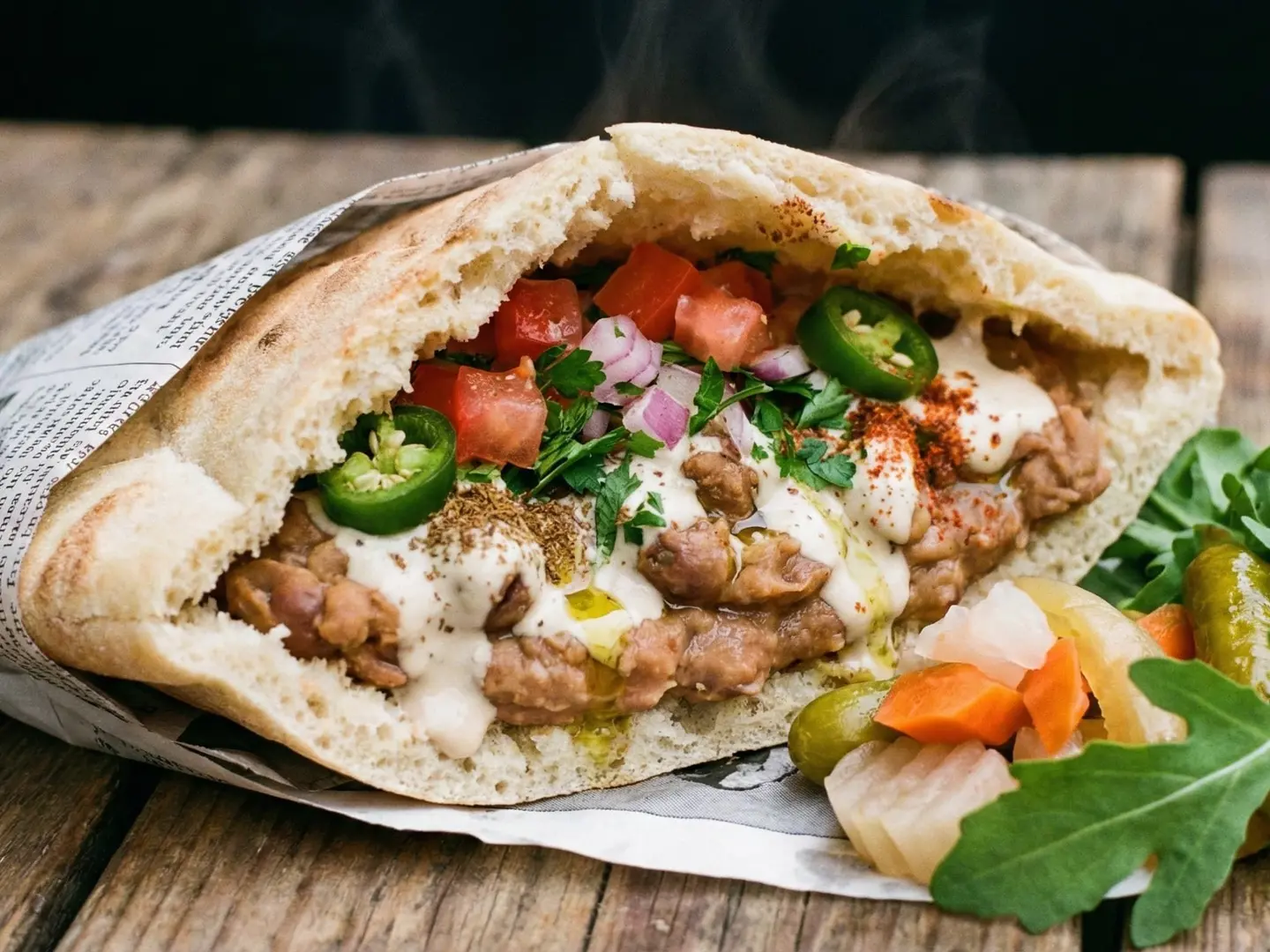 Egyptian Fava Bean Sandwich