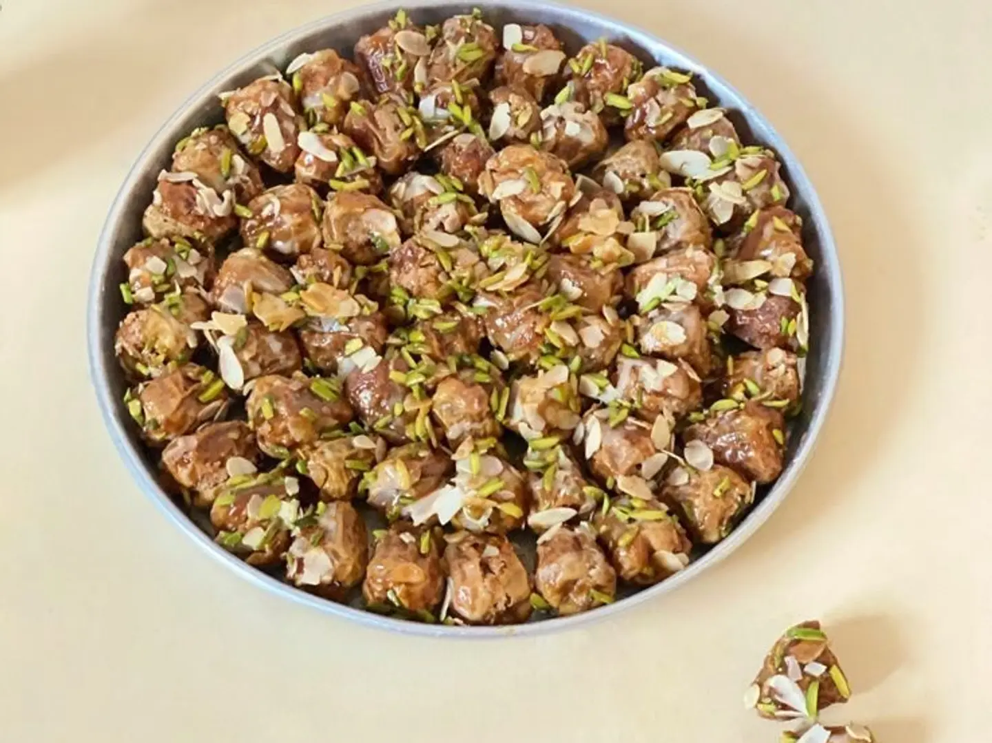 Tin Plate Containing Forty Five Stuffed Dates
